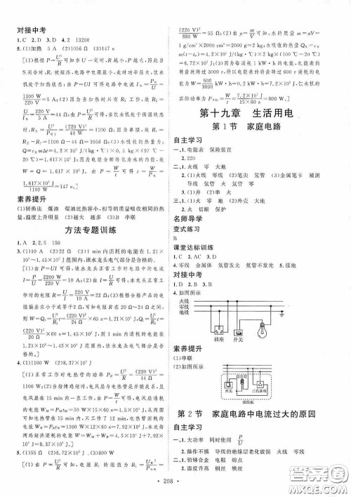 陕西人民出版社2020实验教材新学案九年级物理全一册人教版答案