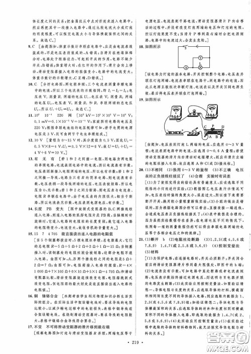 陕西人民出版社2020实验教材新学案九年级物理全一册人教版答案