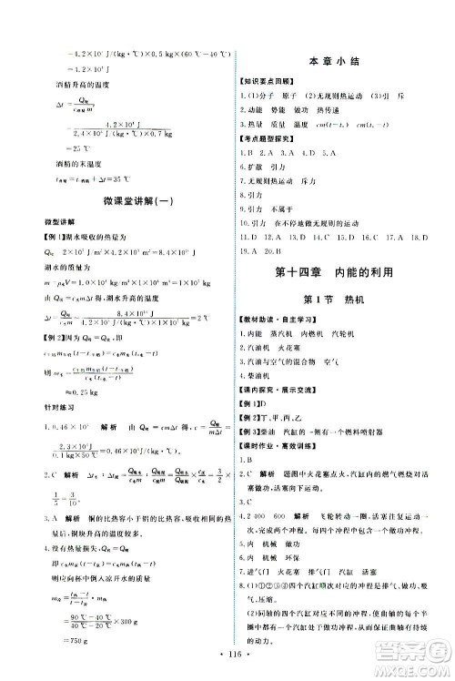 人民教育出版社2020年能力培养与测试物理九年级全一册人教版答案