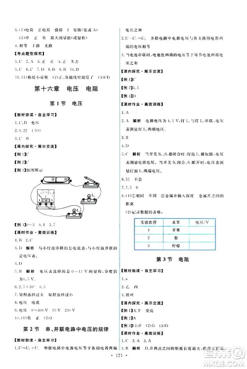 人民教育出版社2020年能力培养与测试物理九年级全一册人教版答案