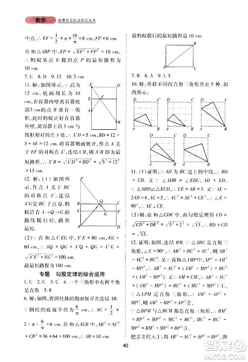 四川教育出版社2020年新课程实践与探究丛书数学八年级上册华东师大版答案