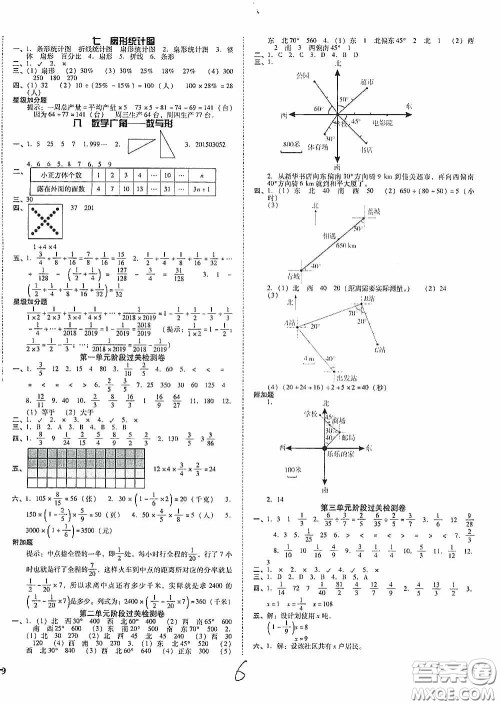 辽宁教育出版社2020尖子生课时作业六年级数学上册人教版答案