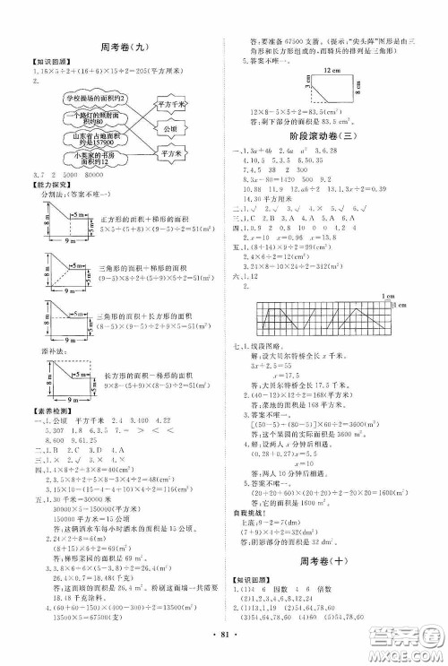 山东教育出版社2020小学同步练习册分层卷五年级数学上册答案