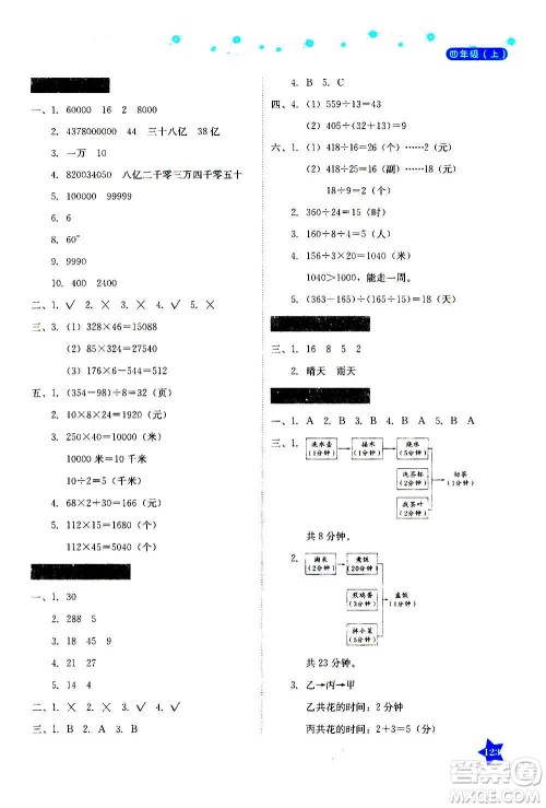 湖南教育出版社2020年学法大视野数学四年级上册人教版答案 湖南教育出版社2020年学法大视野数学四年级上册人教版答案