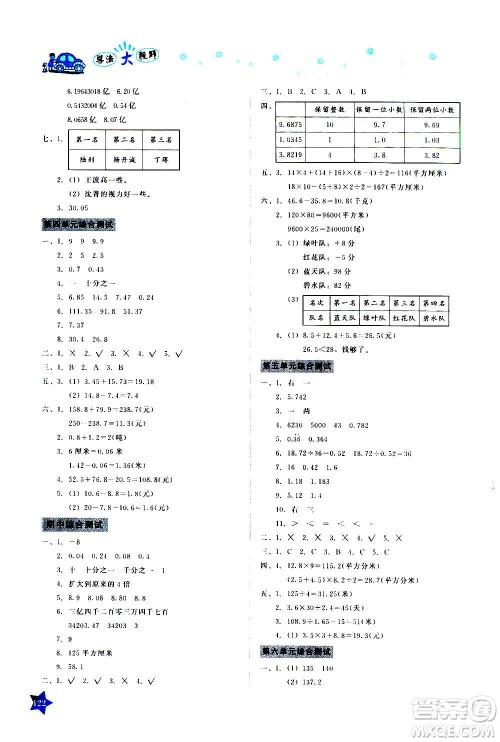 湖南教育出版社2020年学法大视野数学五年级上册苏教版答案