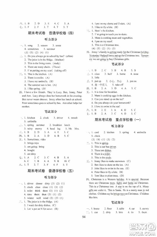 2020秋小学期末冲刺100分完全试卷六年级英语上册冀教版答案 2020秋小学期末冲刺100分完全试卷六年级英语上册冀教版答案