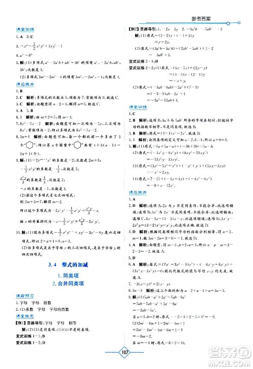 湖南教育出版社2020年学法大视野数学七年级上册华东师大版答案