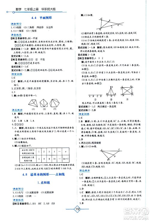 湖南教育出版社2020年学法大视野数学七年级上册华东师大版答案