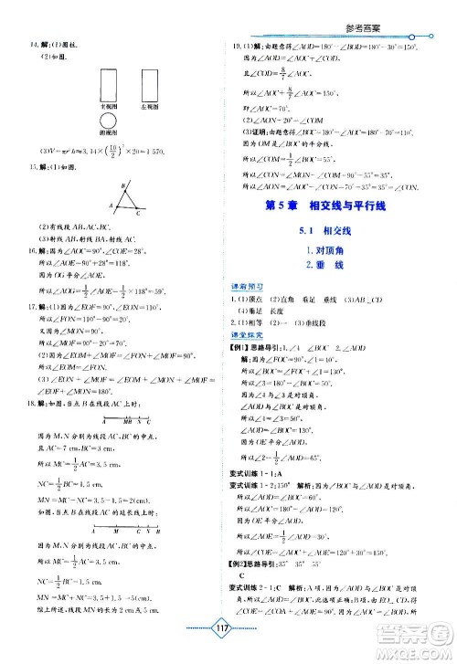 湖南教育出版社2020年学法大视野数学七年级上册华东师大版答案