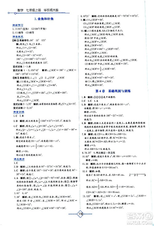 湖南教育出版社2020年学法大视野数学七年级上册华东师大版答案