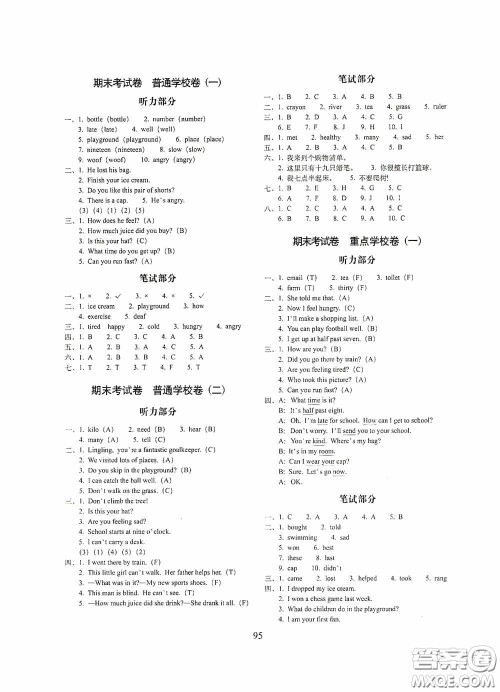 2020秋期末冲刺100分完全试卷五年级英语上册外研版答案 2020秋期末冲刺100分完全试卷五年级英语上册外研版答案