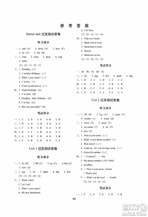 2020期末冲刺100分完全试卷三年级英语上册外研版武汉专用答案 2020期末冲刺100分完全试卷三年级英语上册外研版武汉专用答案