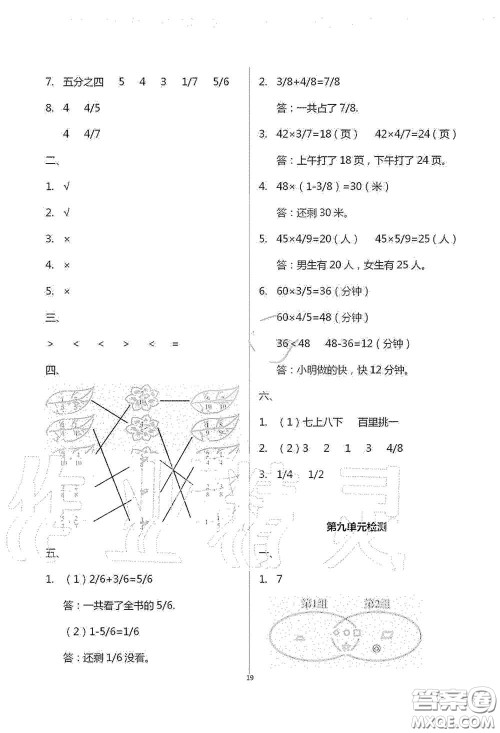 青岛出版社2020单元自测试卷三年级数学上学期人教版答案