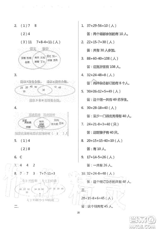 青岛出版社2020单元自测试卷三年级数学上学期人教版答案