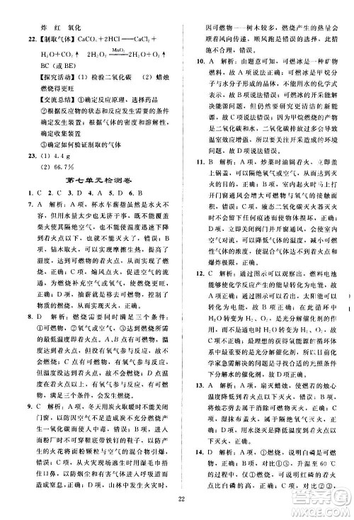 人民教育出版社2020秋同步轻松练习化学九年级上册人教版答案