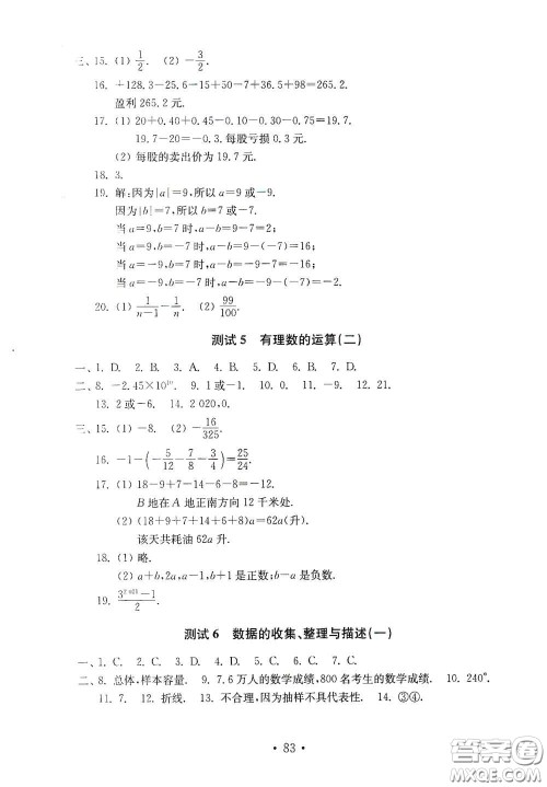 山东教育出版社2020金钥匙数学试卷七年级上册人教版答案