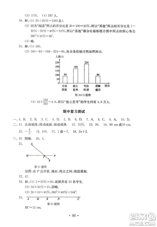 山东教育出版社2020金钥匙数学试卷七年级上册人教版答案