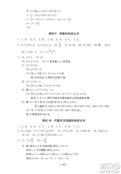 山东教育出版社2020金钥匙数学试卷七年级上册人教版答案