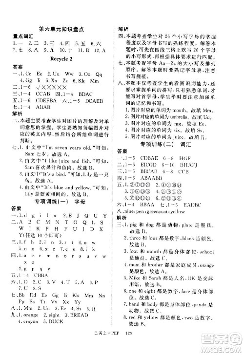 2020年新领程目标导学型高效课堂英语三年级上册PEP人教版答案