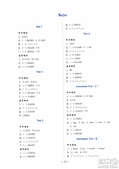 山东教育出版社2020小学英语试卷金钥匙三年级上册鲁科版三年级起点答案 山东教育出版社2020小学英语试卷金钥匙三年级上册鲁科版三年级起点答案