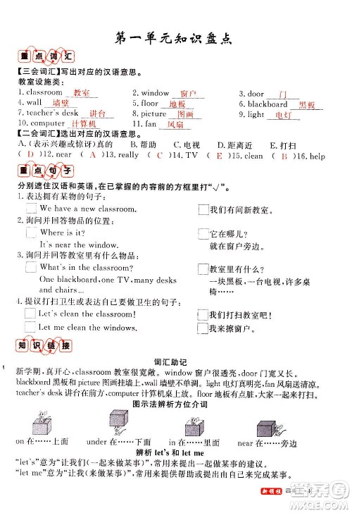 2020年新领程优异真卷汇编英语四年级上册R人教版答案 2020年新领程优异真卷汇编英语四年级上册R人教版答案