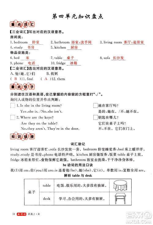 2020年新领程优异真卷汇编英语四年级上册R人教版答案 2020年新领程优异真卷汇编英语四年级上册R人教版答案