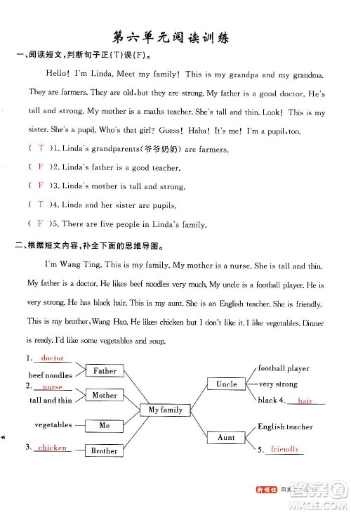 2020年新领程优异真卷汇编英语四年级上册R人教版答案