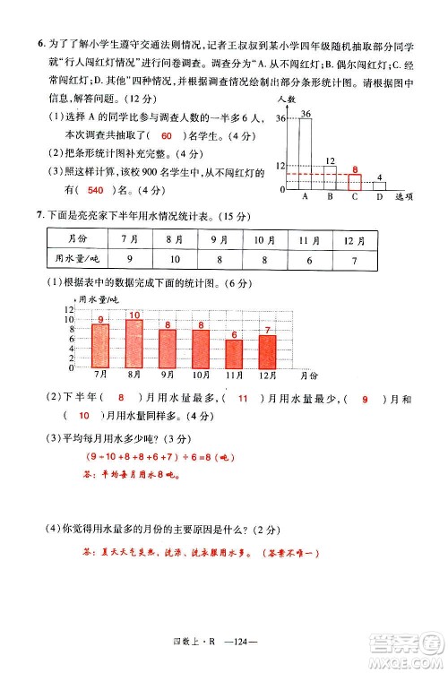 2020年新领程优异真卷汇编数学四年级上册R人教版答案