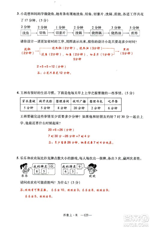 2020年新领程优异真卷汇编数学四年级上册R人教版答案