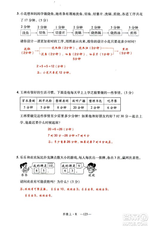 2020年新领程优异真卷汇编数学四年级上册R人教版答案