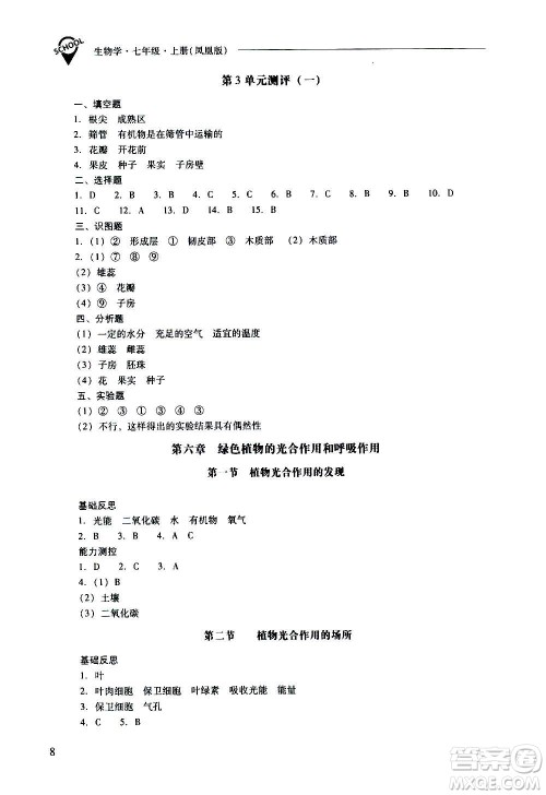 2020秋新课程问题解决导学方案七年级生物学上册凤凰版参考答案 2020秋新课程问题解决导学方案七年级生物学上册凤凰版参考答案