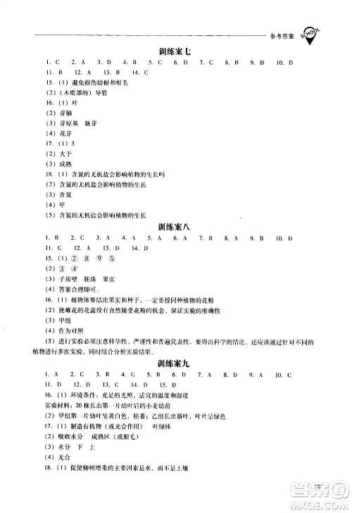 2020秋新课程问题解决导学方案七年级生物学上册凤凰版参考答案 2020秋新课程问题解决导学方案七年级生物学上册凤凰版参考答案