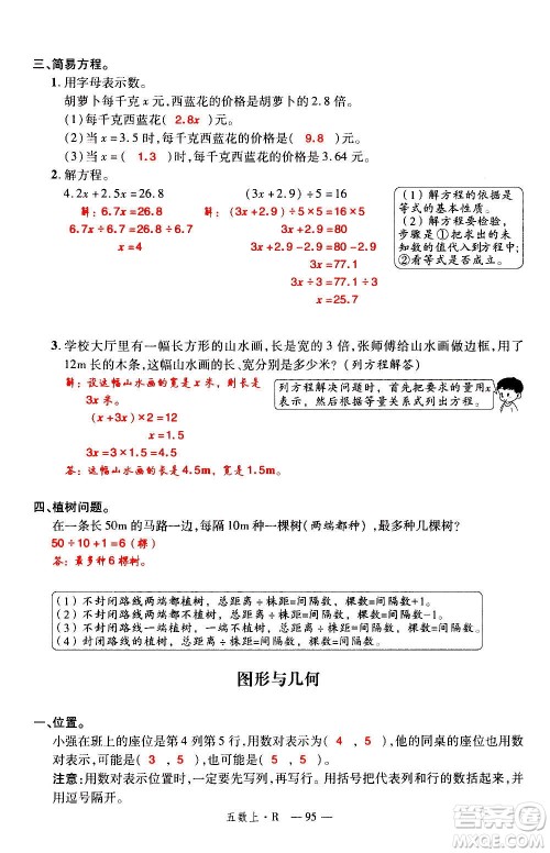 2020年新领程优异真卷汇编数学五年级上册R人教版答案