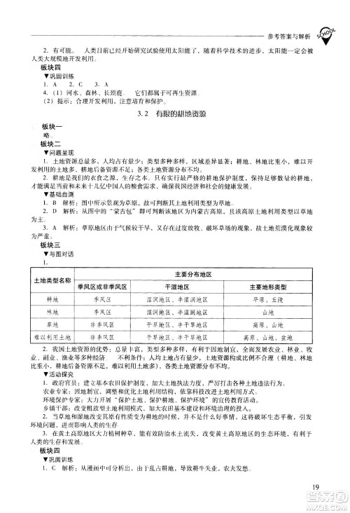 2020秋新课程问题解决导学方案八年级地理上册晋教版参考答案