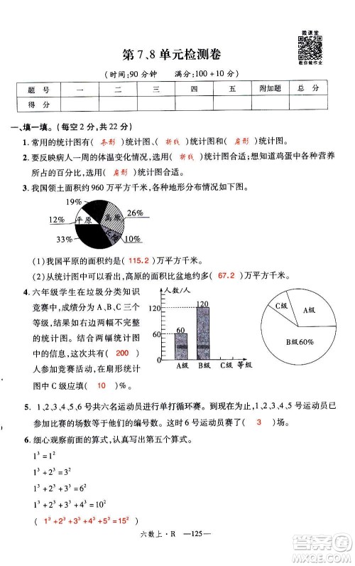 2020年新领程优异真卷汇编数学六年级上册R人教版答案 2020年新领程优异真卷汇编数学六年级上册R人教版答案