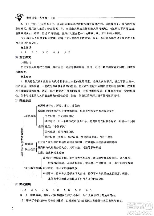 2020秋新课程问题解决导学方案九年级世界历史上册人教版参考答案