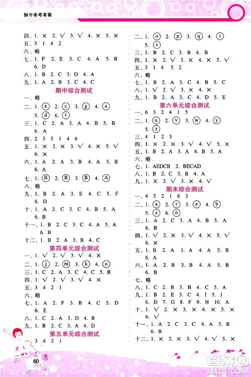 2020年新课程学习辅导英语三年级上册PEP人教版参考答案