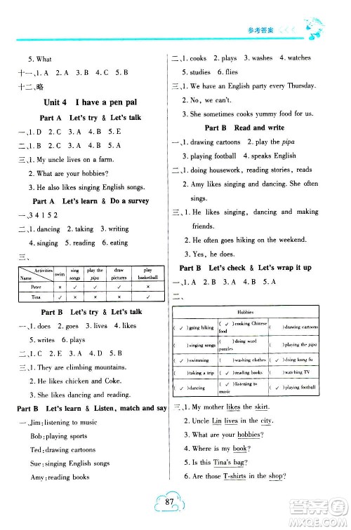 二十一世纪出版社2020年新课程新练习英语六年级上册PEP人教版A版答案 二十一世纪出版社2020年新课程新练习英语六年级上册PEP人教版A版答案