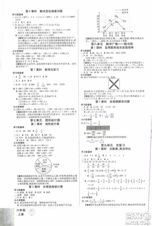 江西美术出版社2020学海乐园六年级数学上册人教版答案