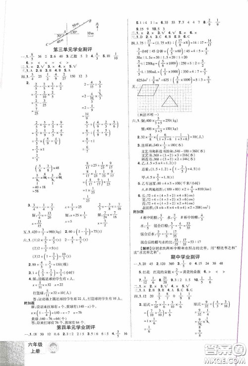 江西美术出版社2020学海乐园六年级数学上册人教版答案