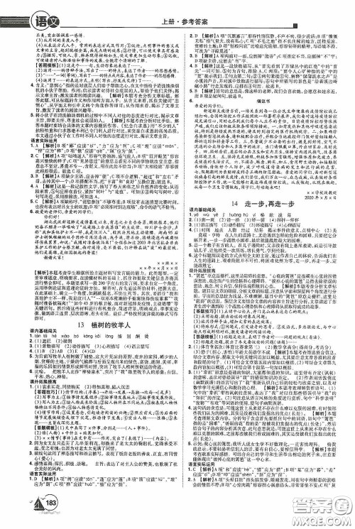 江西美术出版社2020学海风暴七年级语文上册人教版答案