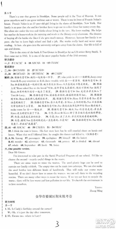 浙江工商大学出版社2020秋孟建平系列丛书各地期末试卷精选九年级英语上册外研版答案 浙江工商大学出版社2020秋孟建平系列丛书各地期末试卷精选九年级英语上册外研版答案