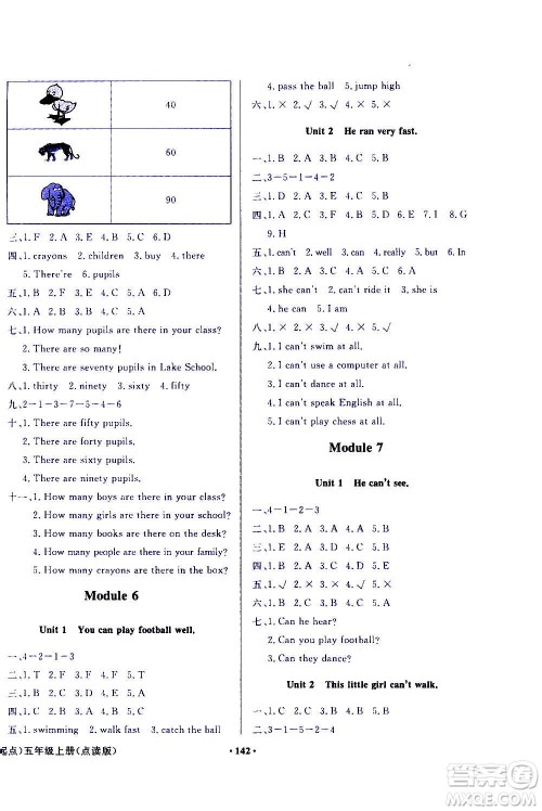 外语教学与研究出版社2020年阳光课堂点读版英语五年级上册外研版答案 外语教学与研究出版社2020年阳光课堂点读版英语五年级上册外研版答案