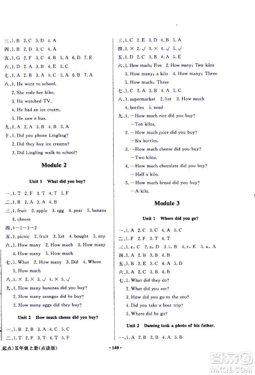 外语教学与研究出版社2020年阳光课堂点读版英语五年级上册外研版答案 外语教学与研究出版社2020年阳光课堂点读版英语五年级上册外研版答案