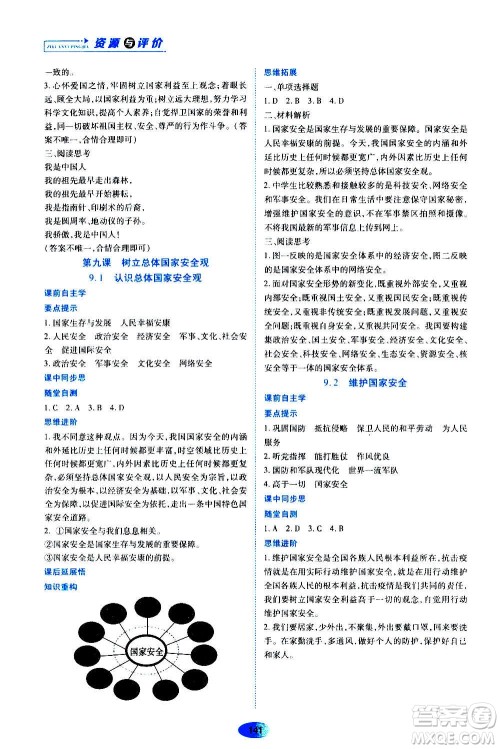 黑龙江教育出版社2020年资源与评价道德与法治八年级上册人教版答案