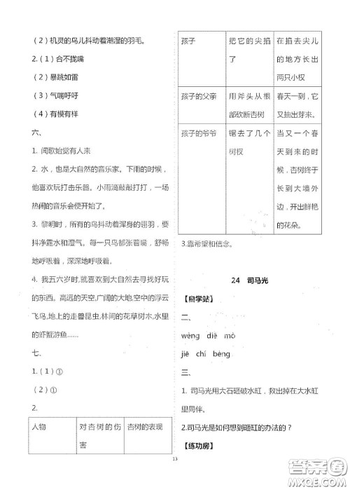 2020新课堂同步学习与探究三年级语文上册人教版答案