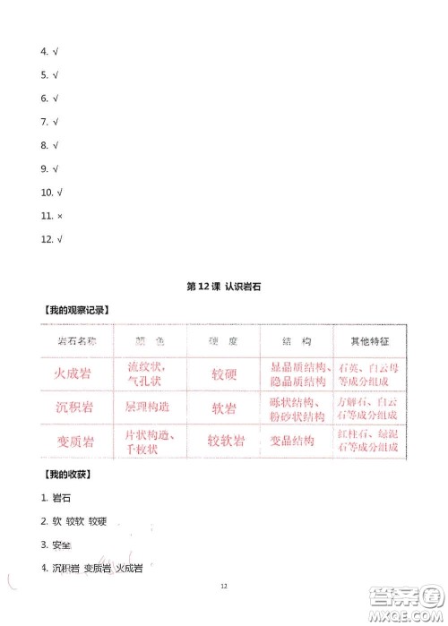 山东美术出版社2020新课堂同步体验与探究三年级科学上册答案