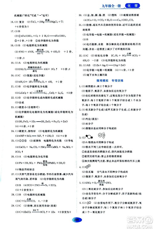 2020年五四学制资源与评价化学九年级全一册人教版参考答案 2020年五四学制资源与评价化学九年级全一册人教版参考答案