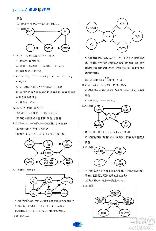 2020年五四学制资源与评价化学九年级全一册人教版参考答案