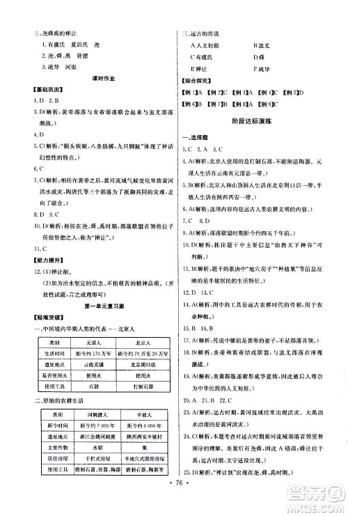 2020年长江全能学案同步练习册历史七年级上册人教版参考答案 2020年长江全能学案同步练习册历史七年级上册人教版参考答案